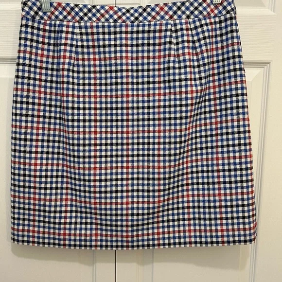 Talbots Women's Skirt 14P Red White Blue/Black Striped A-Line Lined Side Zipper. - Picture 2 of 8